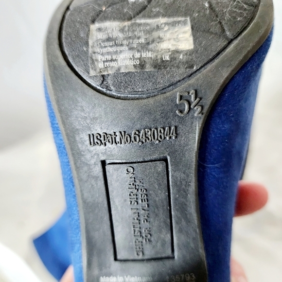 Christian Siriano Blue Suede High Heel Mule Open Toe Slip On Women's 5.5 EUC - Picture 11 of 12